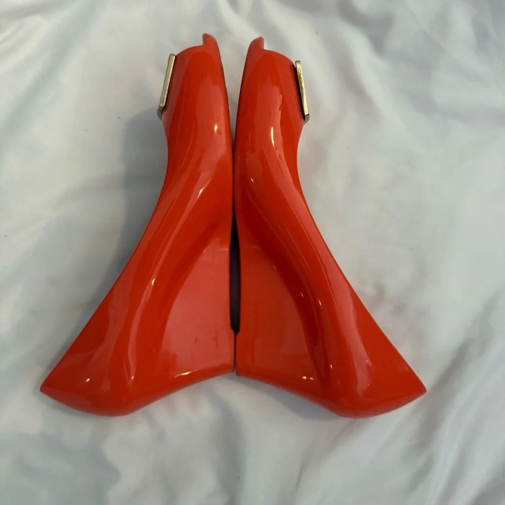 EUC Oka-B Jelly Wedge Peep-toe Heels with Buckle Detail